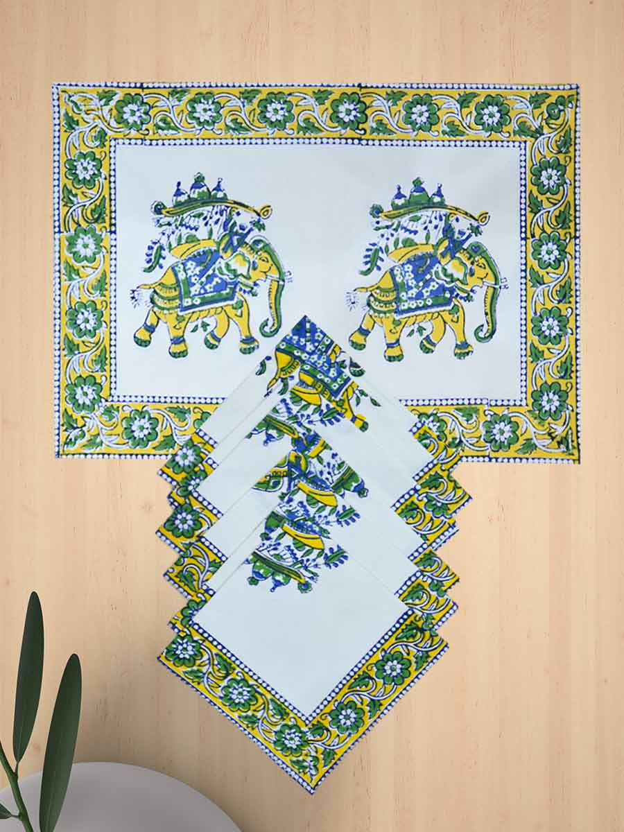 Multicolor Handblock Print Cotton Table Mat Set
