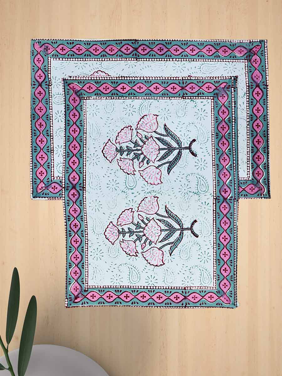 Multicolor Handblock Print Cotton Table Mat Set