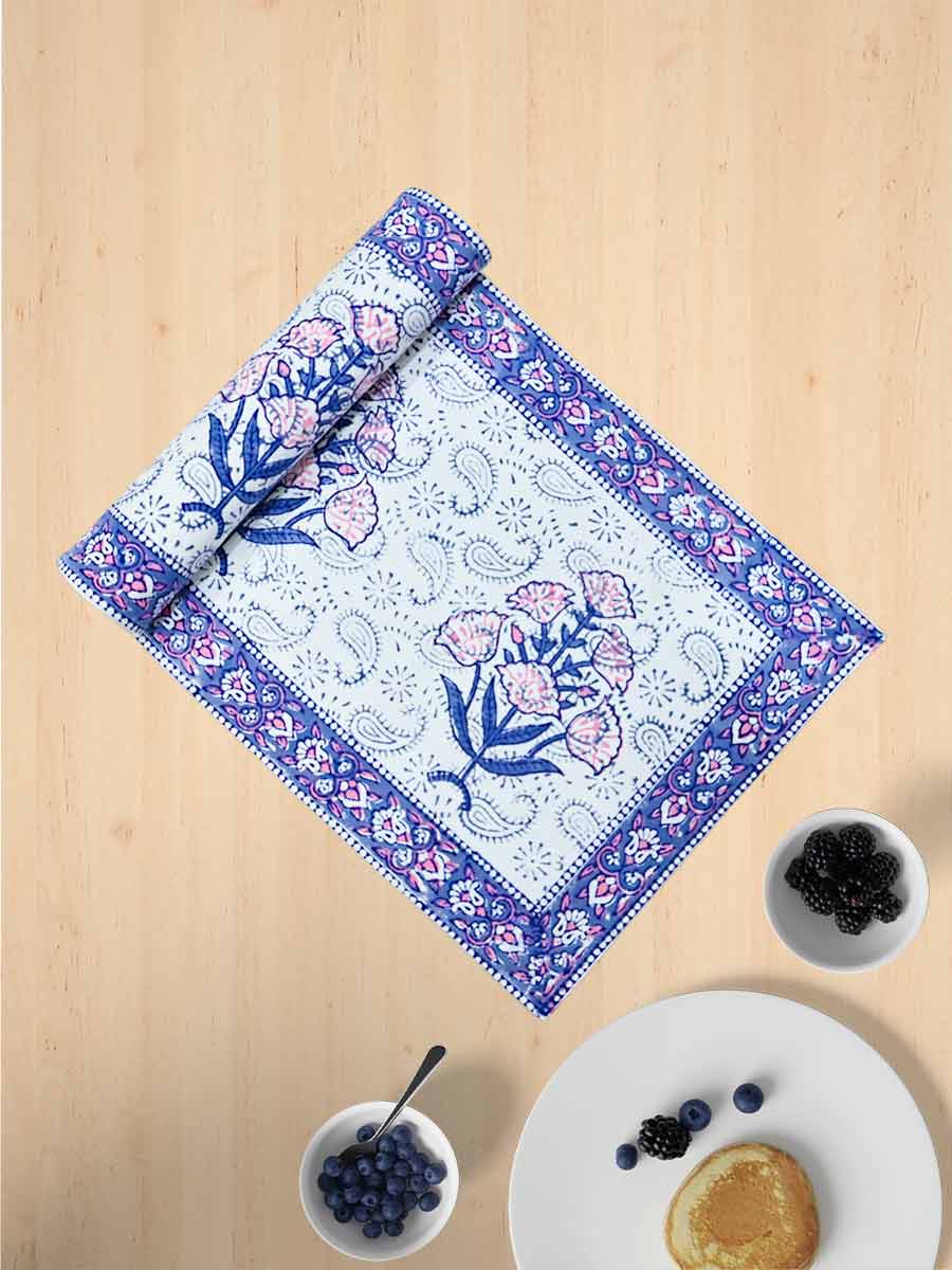 Purple Handblock Print Cotton Table Runners