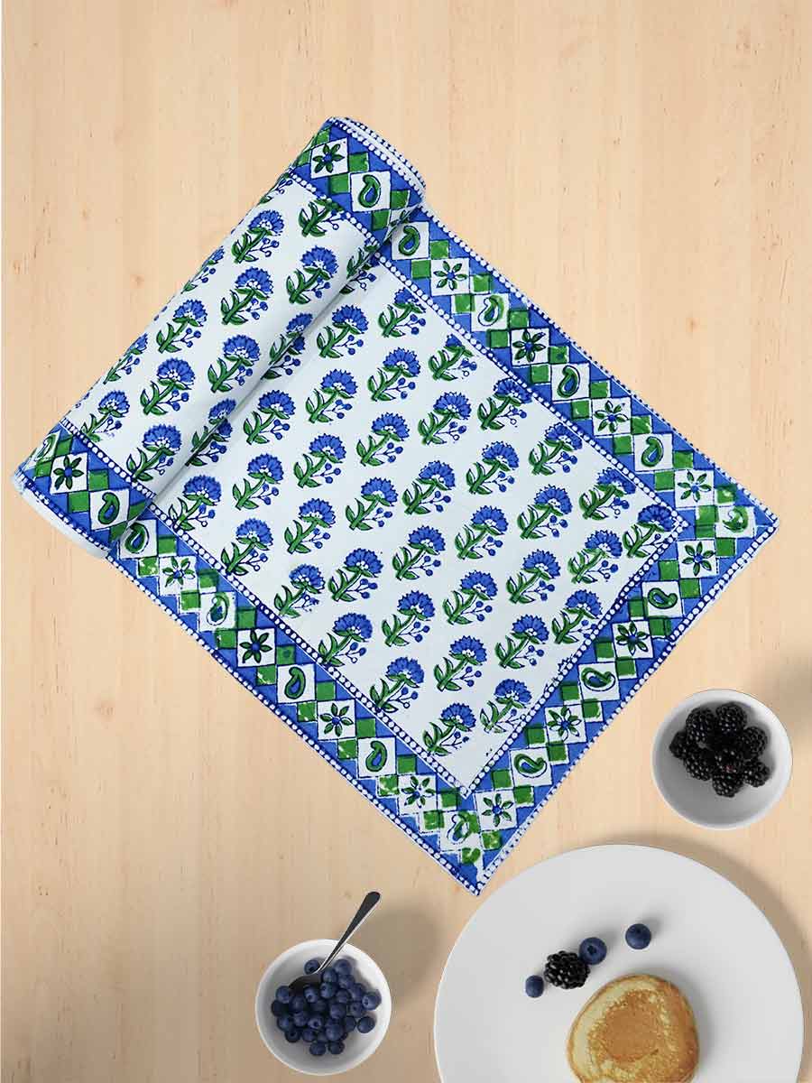 Blue Handblock Print Cotton Table Runners