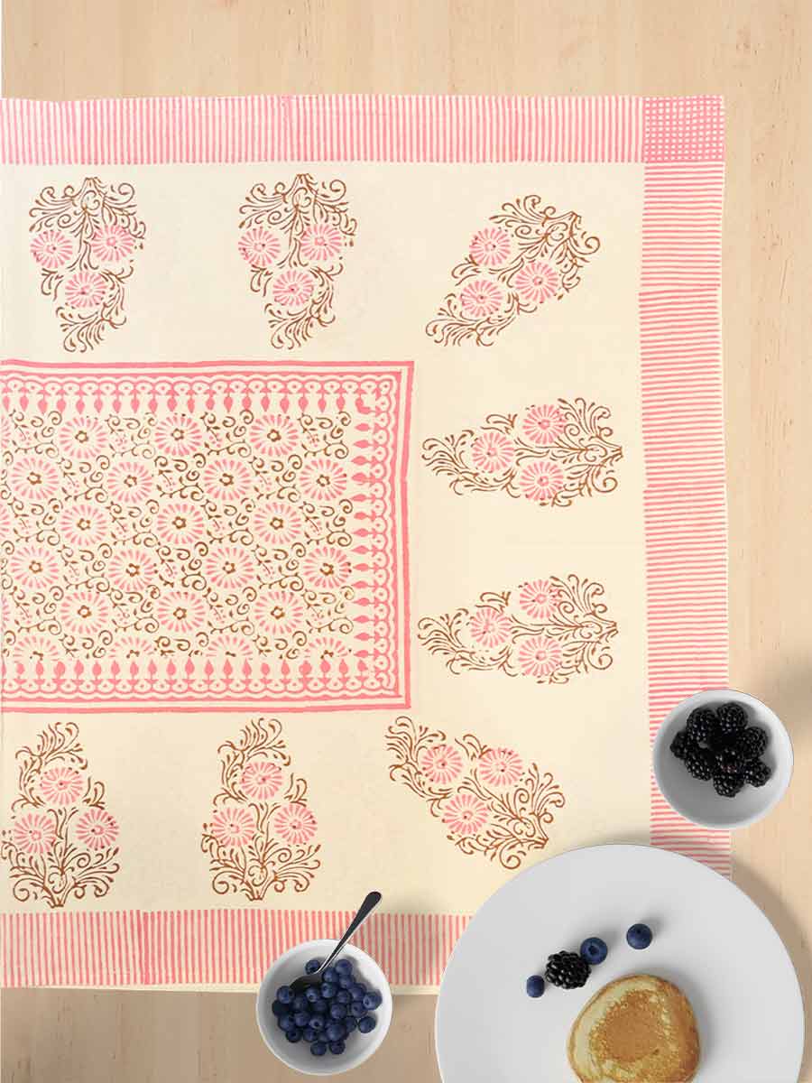 Pink Handblock Print Table Covers
