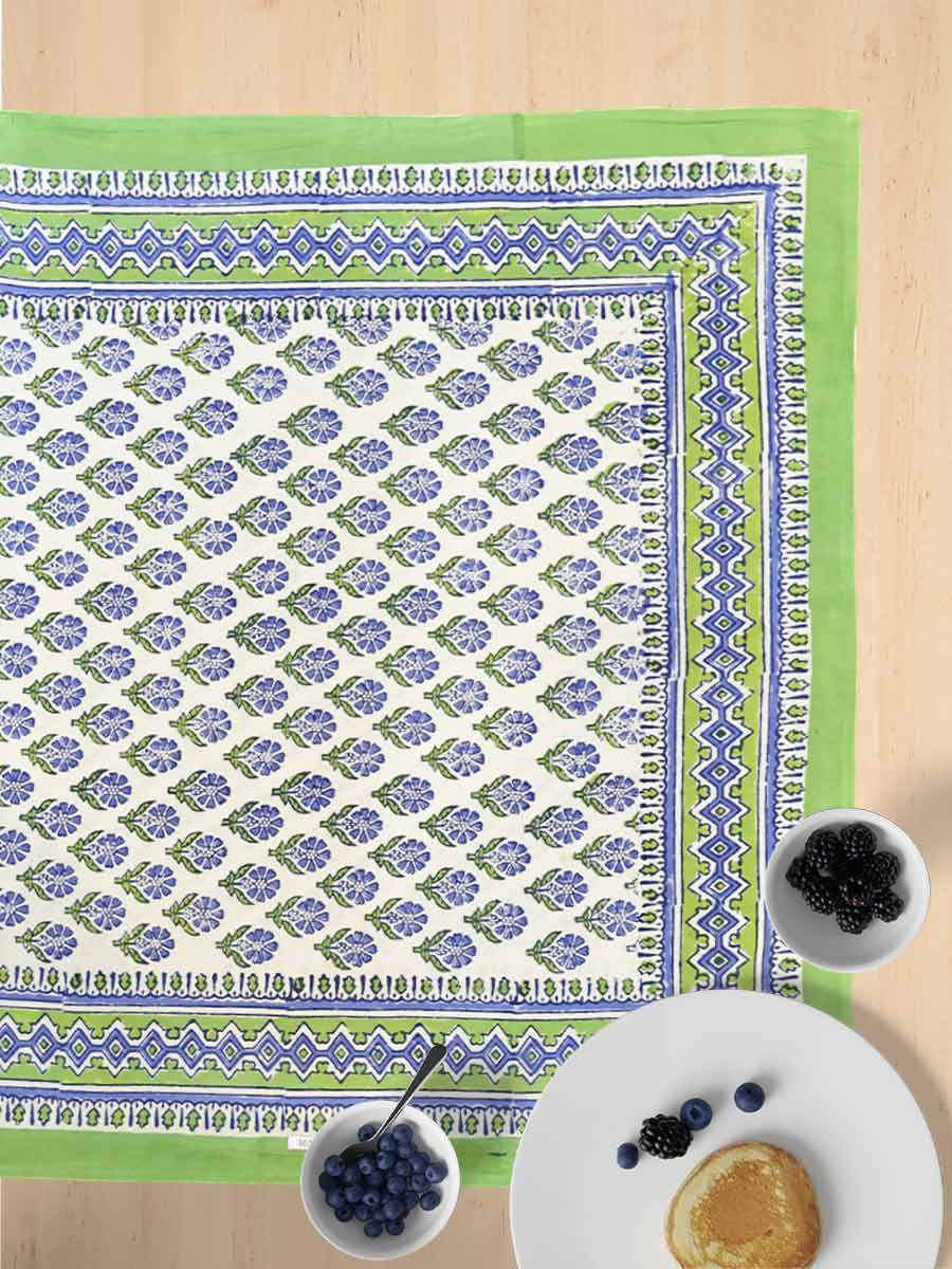 Green Handblock Print Table Covers