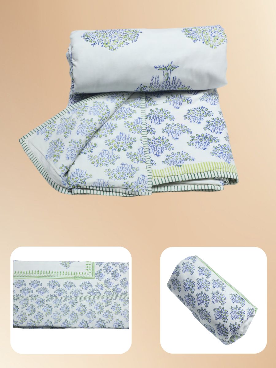 Blue Handblock Print Double Bed Dohar