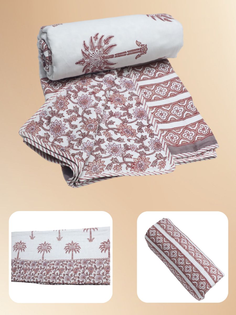 Multicolor Handblock Print Single Bed Dohar