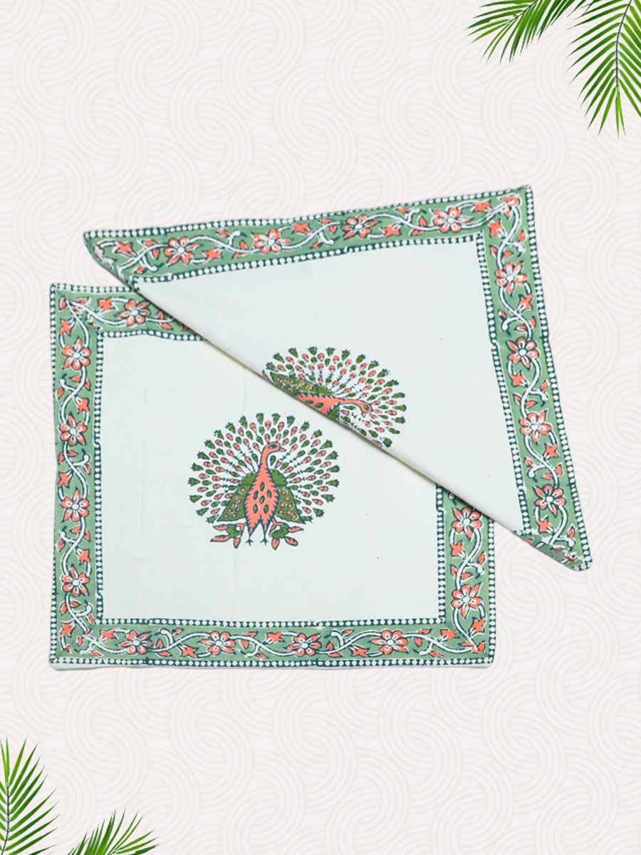 Green Handblock Printed Cushion Covers