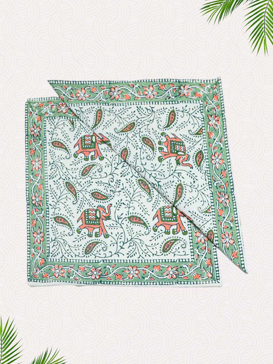 Green Handblock Printed Cushion Covers