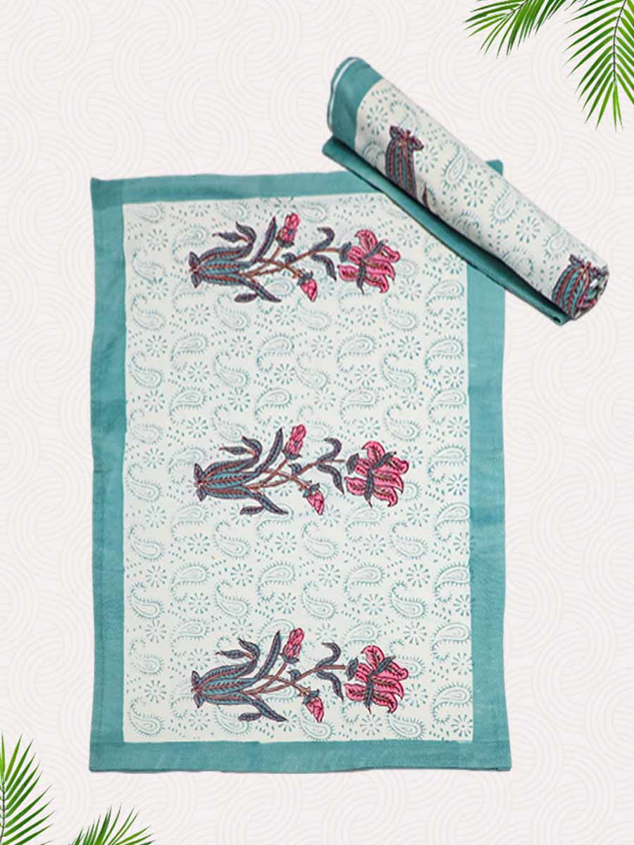 Green Handblock Printed Pillow Covers