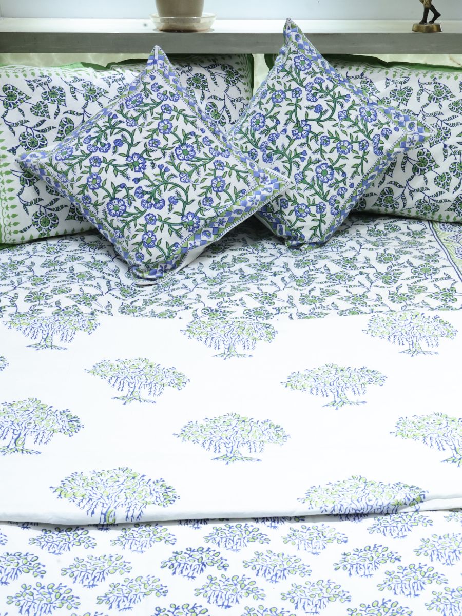 Multicolor Handblock Print Double Bedsheet