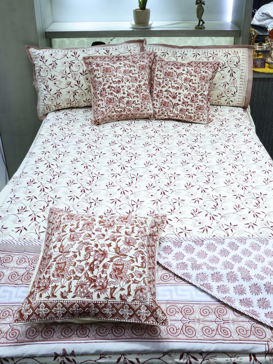 Multicolor Handblock Print Double Bedsheet