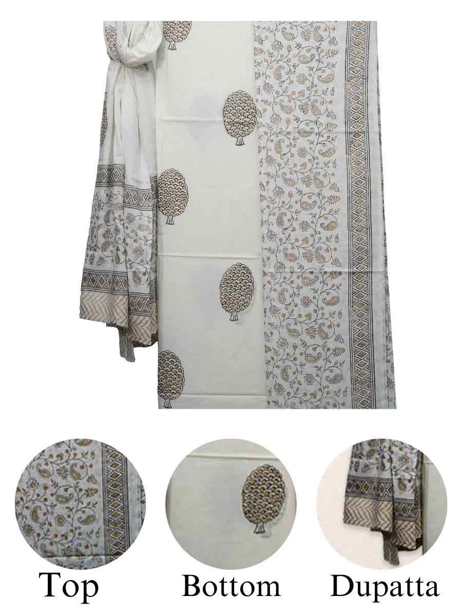Multicolor Cotton Bagru Print Style Unstitiched Dress Material