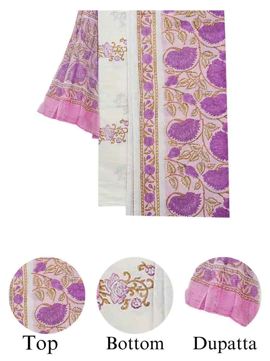Multicolor Cotton Dabu Print Style Unstitiched Dress Material