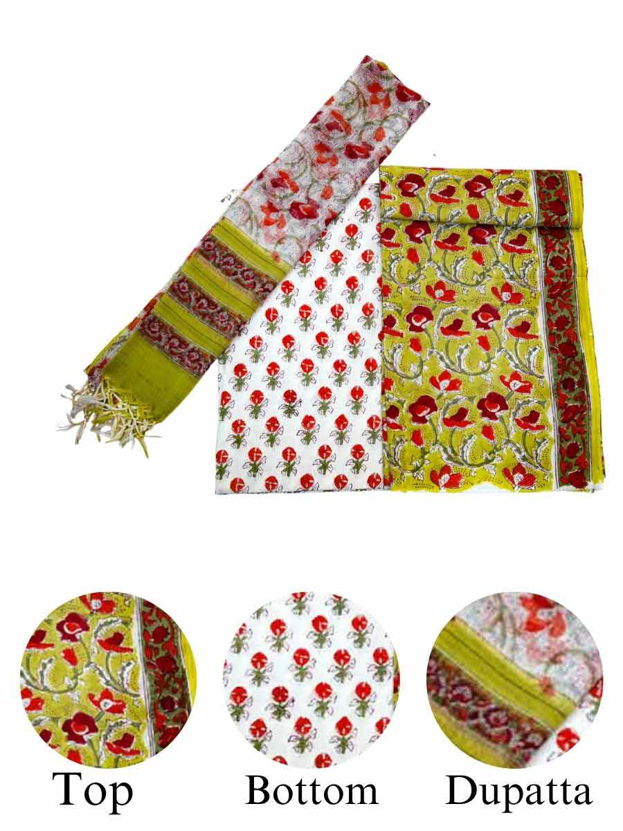 Multicolor Cotton Bagru Print Style Unstitiched Dress Material
