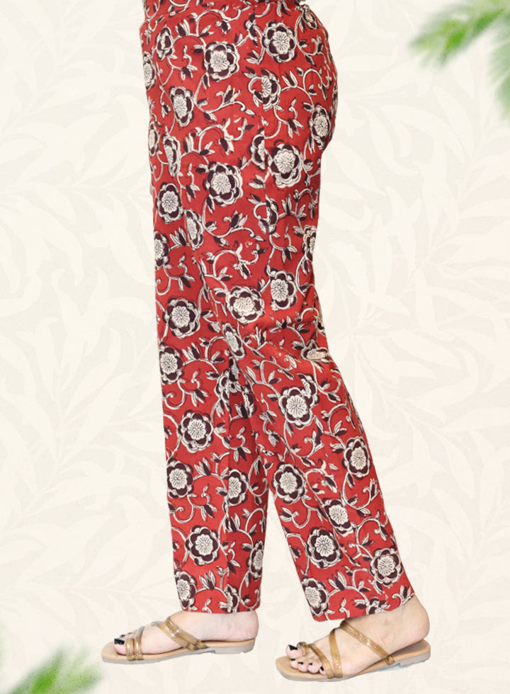 Brown Block Print Cotton Pant