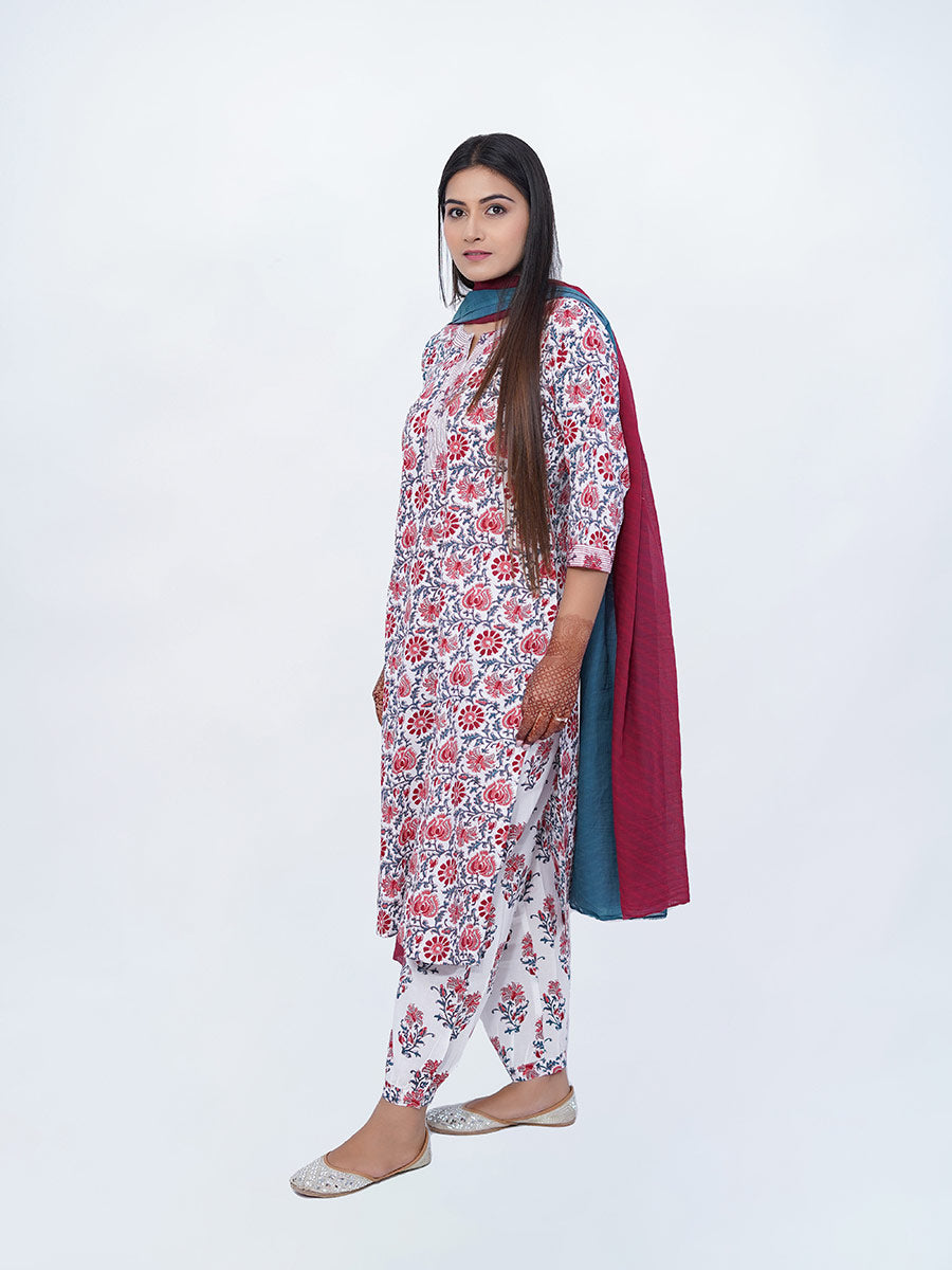 Multicolor Dabu Print Cotton Kurta