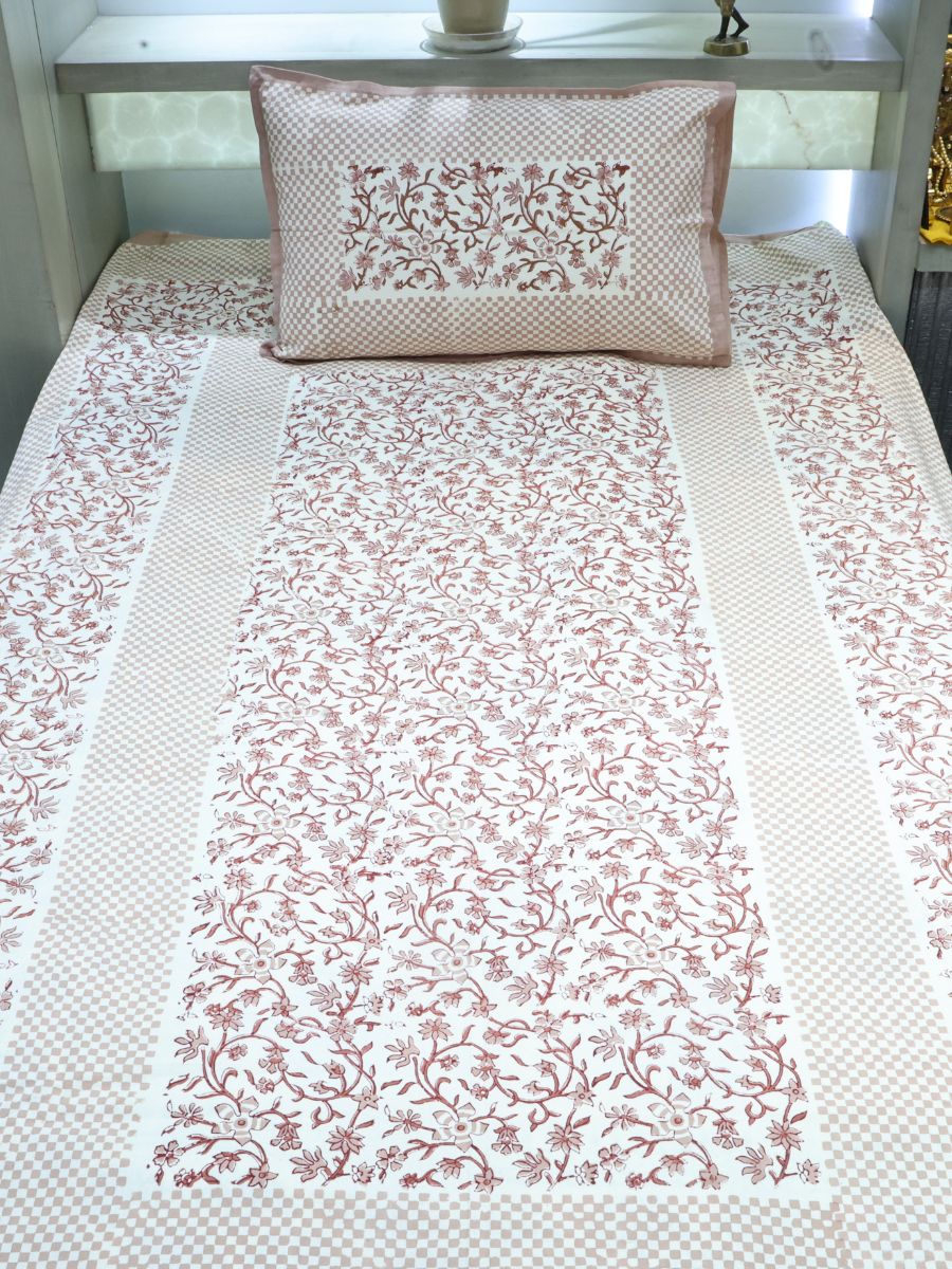 Multicolor Handblock Print Single Bedsheet