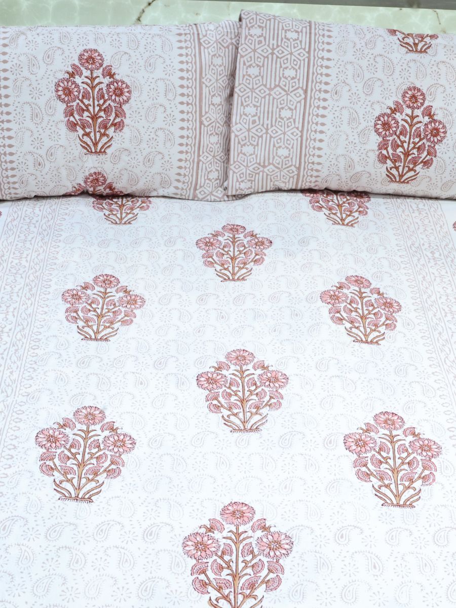 Multicolor Handblock Print Single Bedsheet