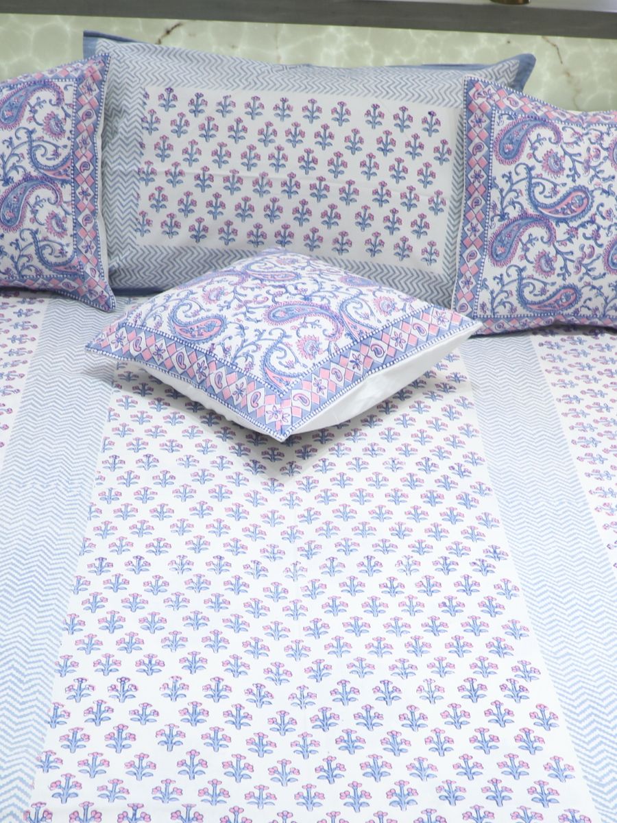 Purple Handblock Print Single Bedsheet