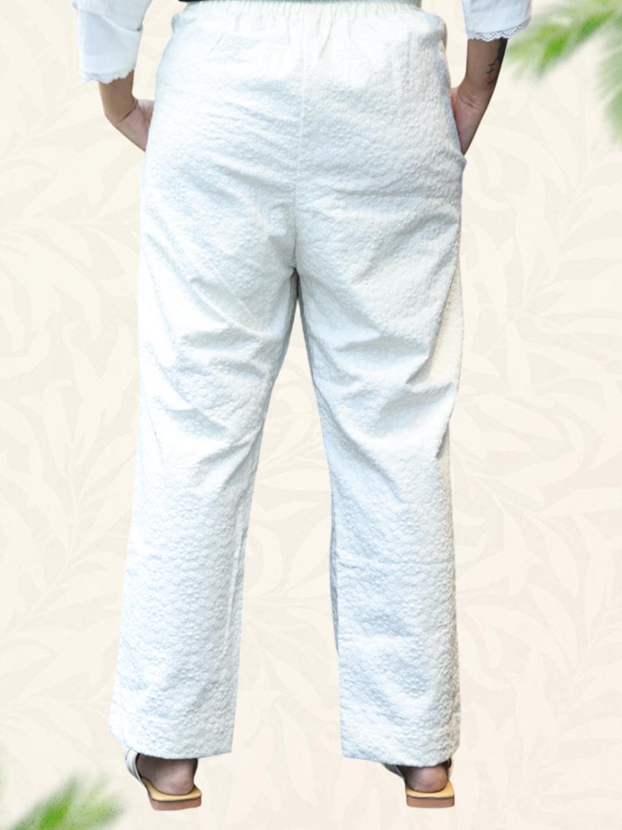White Chikankari Cotton Pant