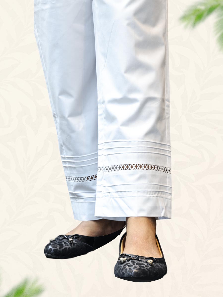White Plain Cotton Pant