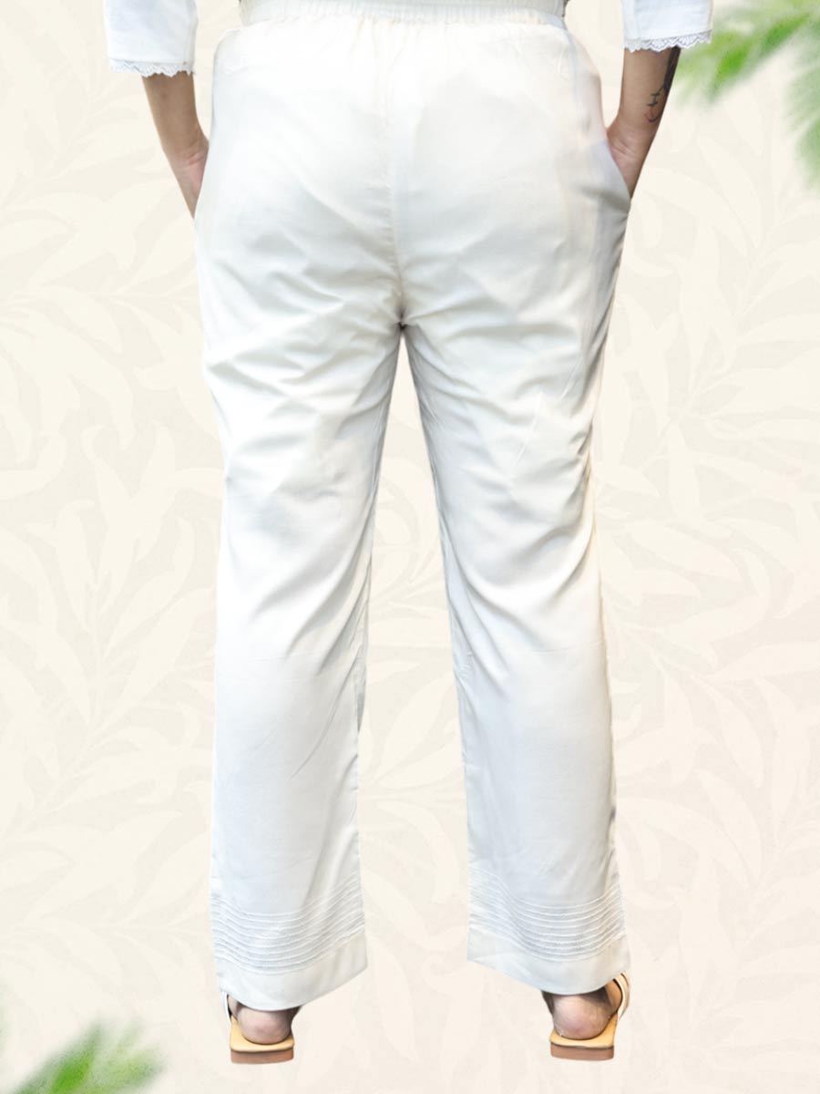 White Plain Rayon Pant