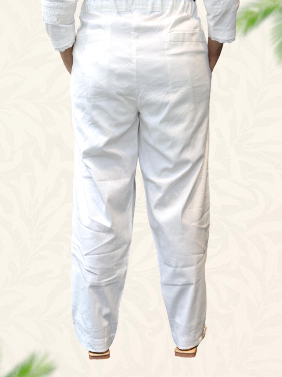 White Plain Linen Pant