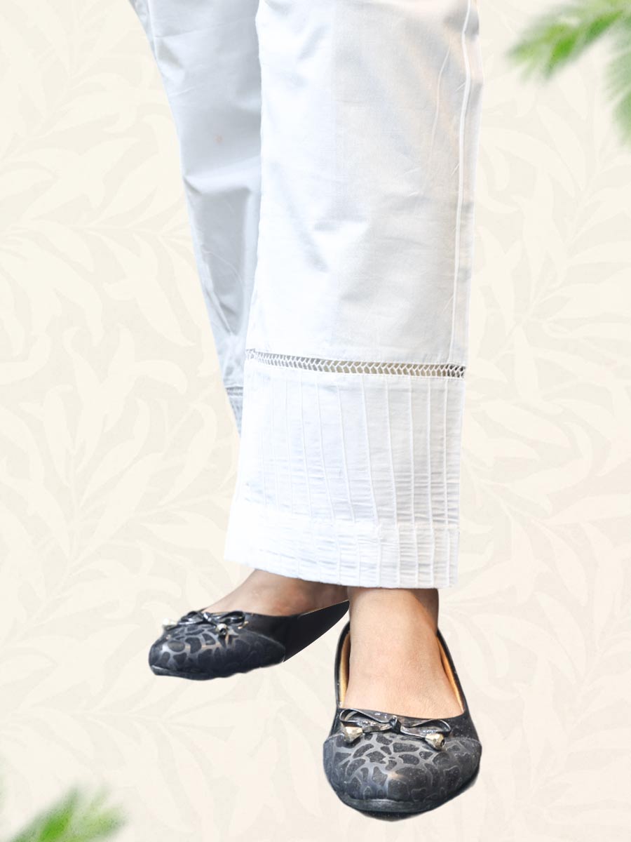 White Plain Cotton Pant
