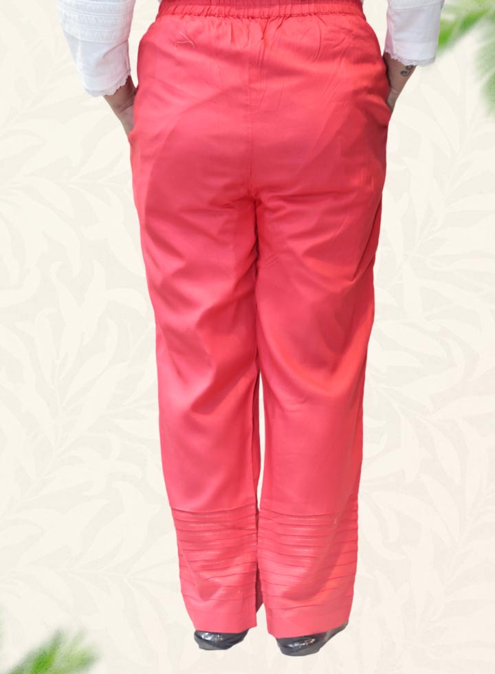 Red Plain Rayon Pant