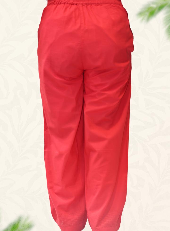 Red Plain Rayon Pant