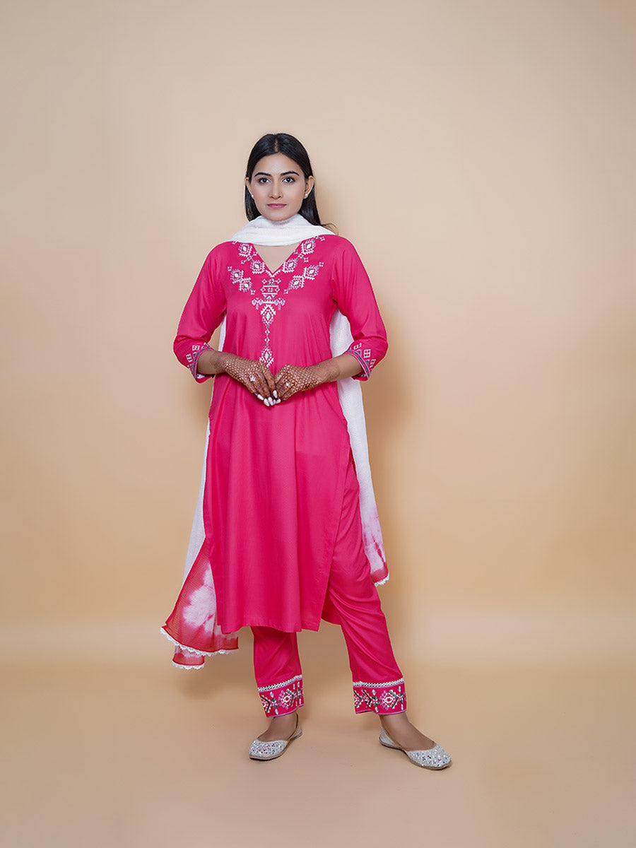 White Tie-Dye Kota Doria Dupatta