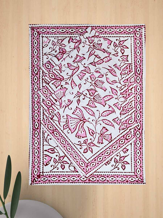 Pink Handblock Print Cotton Table Mat Set