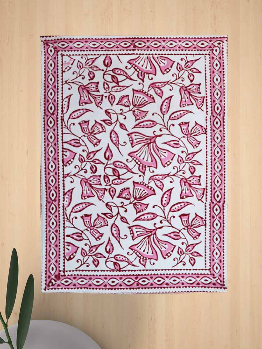 Pink Handblock Print Cotton Table Mat Set