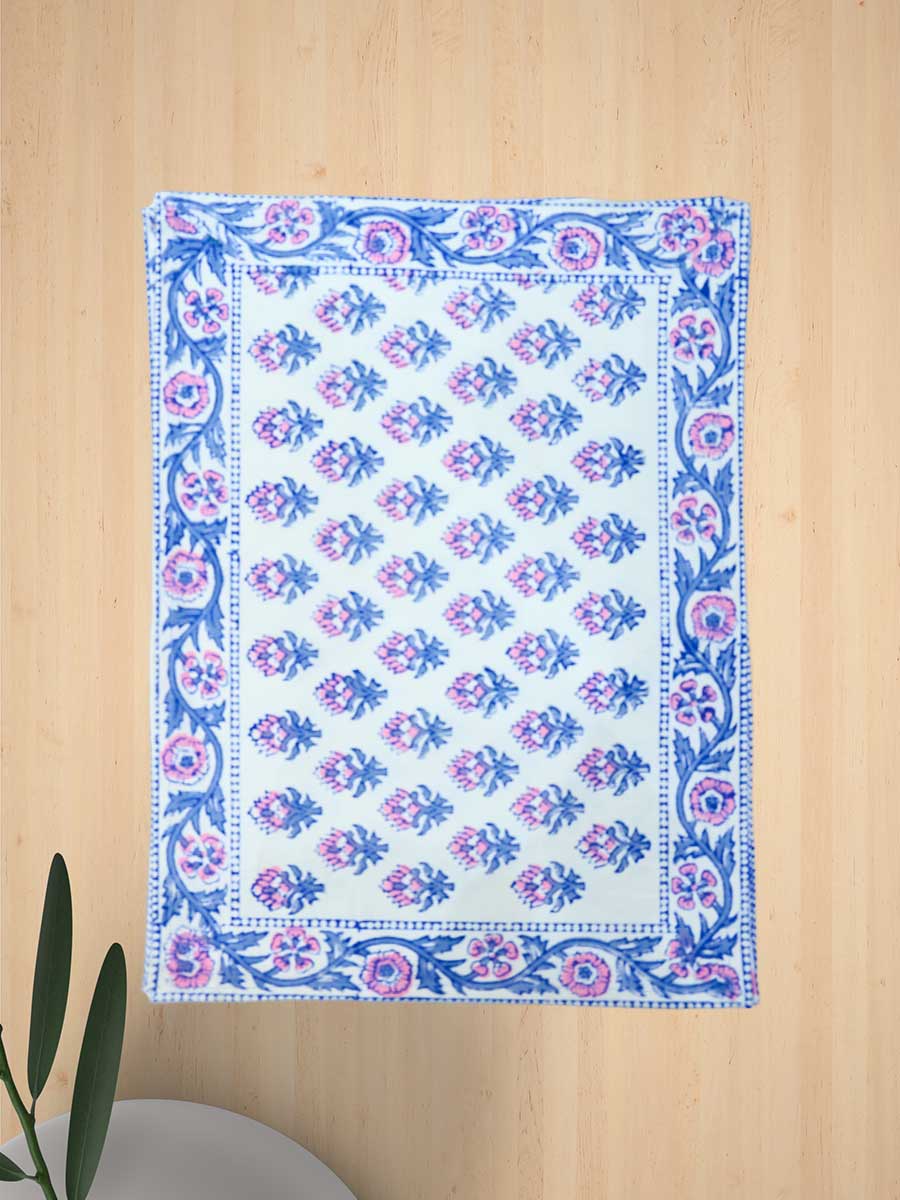 Blue Handblock Print Cotton Table Mat Set