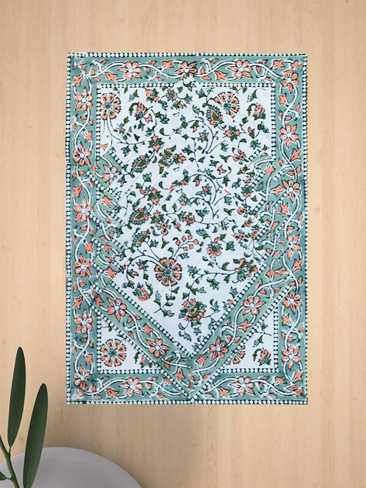 Green Handblock Print Cotton Table Mat Set
