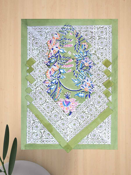 Green Handblock Print Cotton Table Mat Set