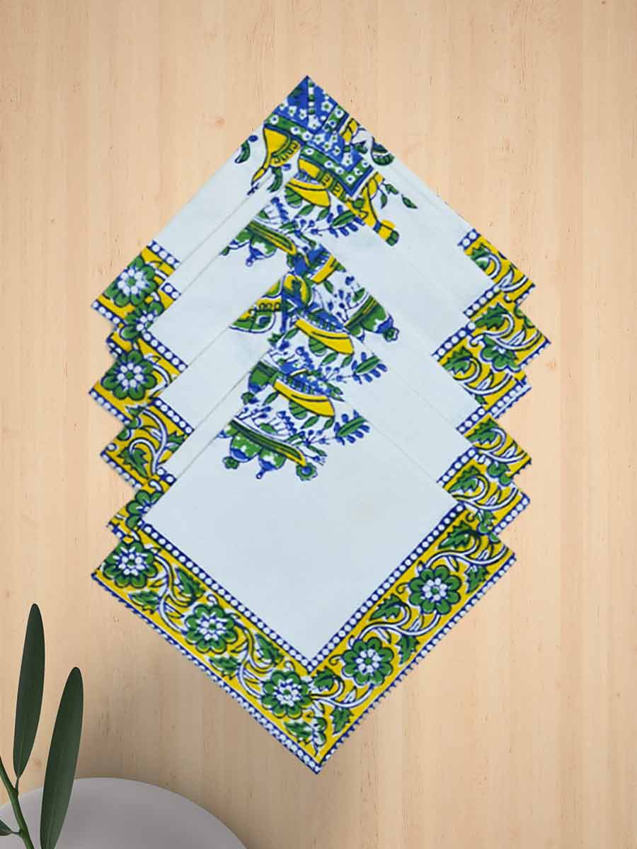 Multicolor Handblock Print Cotton Table Mat Set