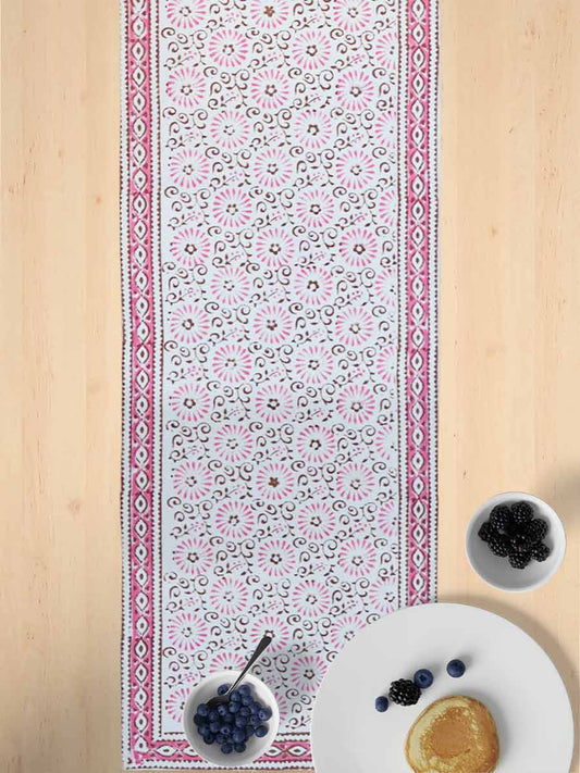 Pink Handblock Print Cotton Table Runners