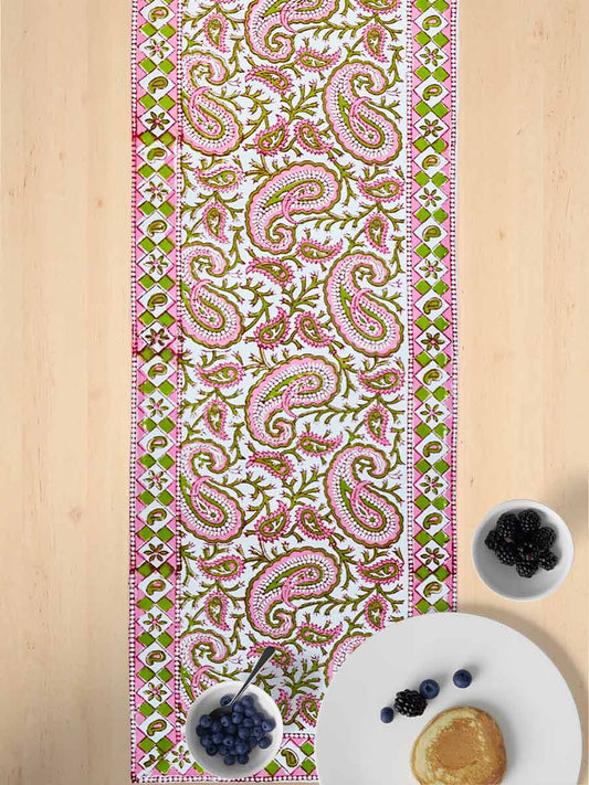 Pink Handblock Print Cotton Table Runners