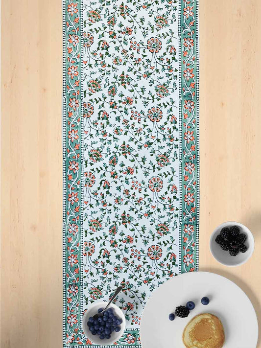 Green Handblock Print Cotton Table Runners
