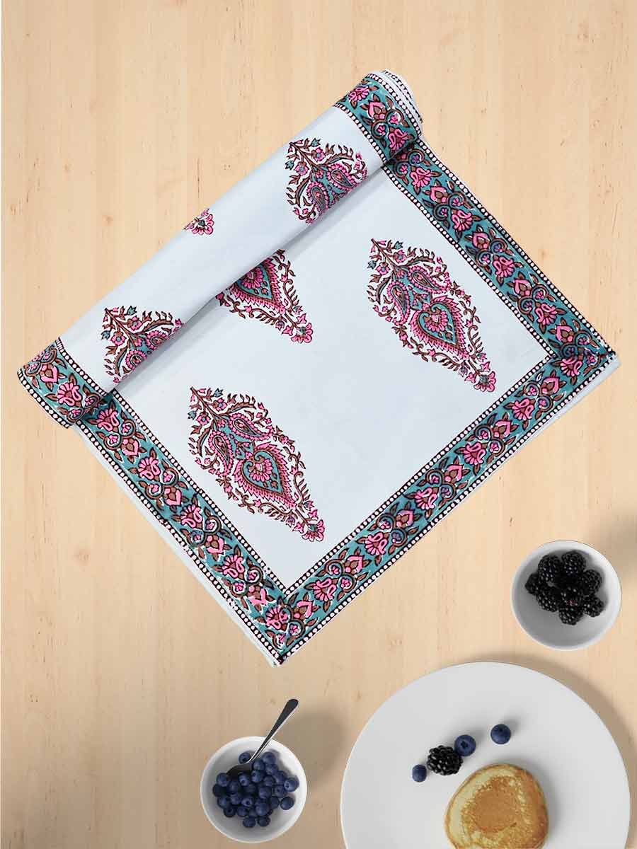 Pink Handblock Print Cotton Table Runners