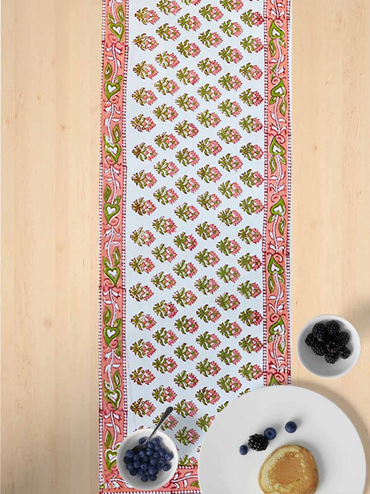 Orange Handblock Print Cotton Table Runners