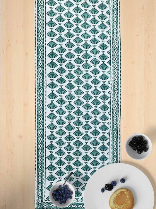 Green Handblock Print Cotton Table Runners