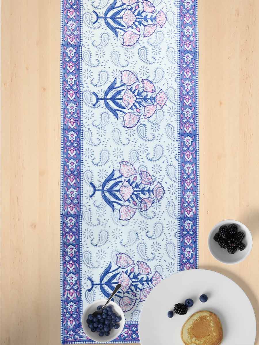 Purple Handblock Print Cotton Table Runners