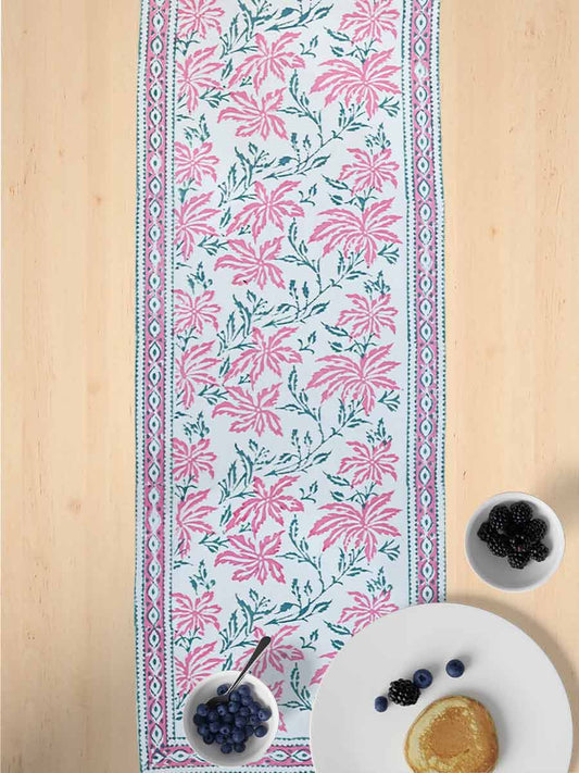 Pink Handblock Print Cotton Table Runners