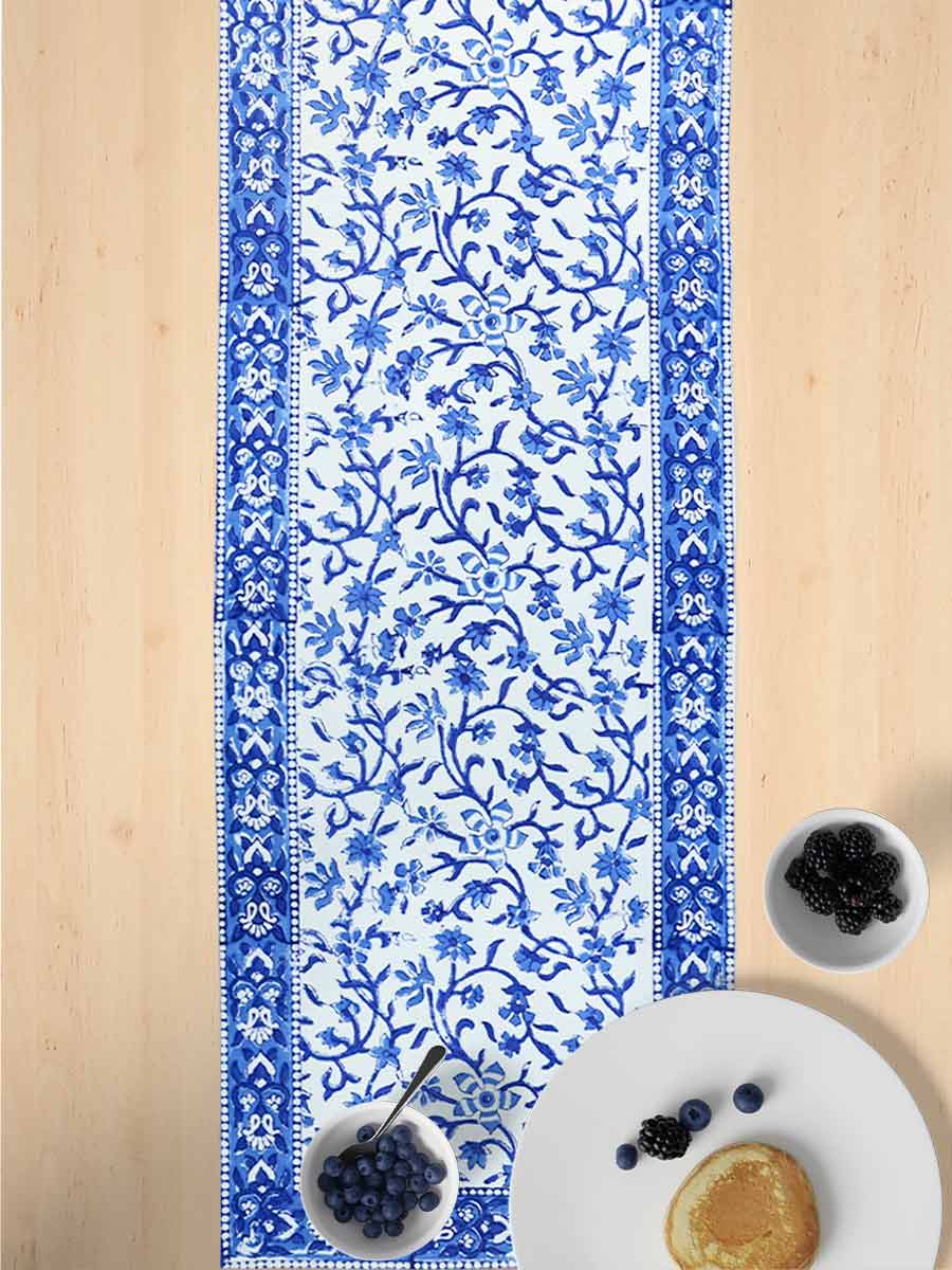 Blue Handblock Print Cotton Table Runners