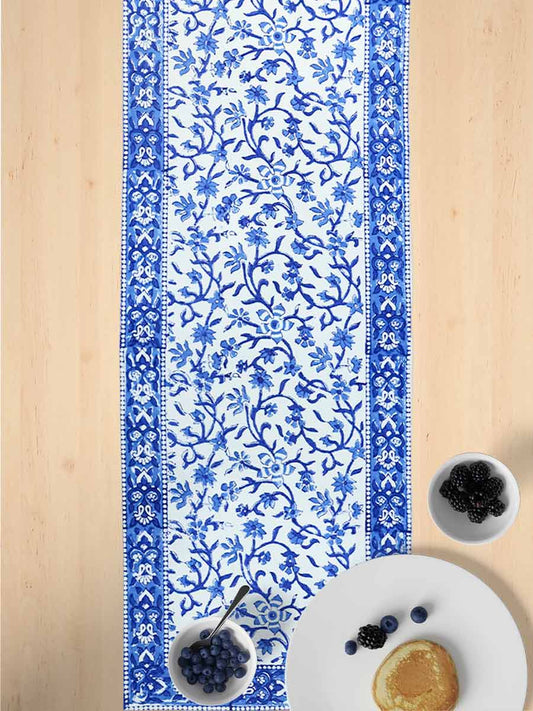 Blue Handblock Print Cotton Table Runners