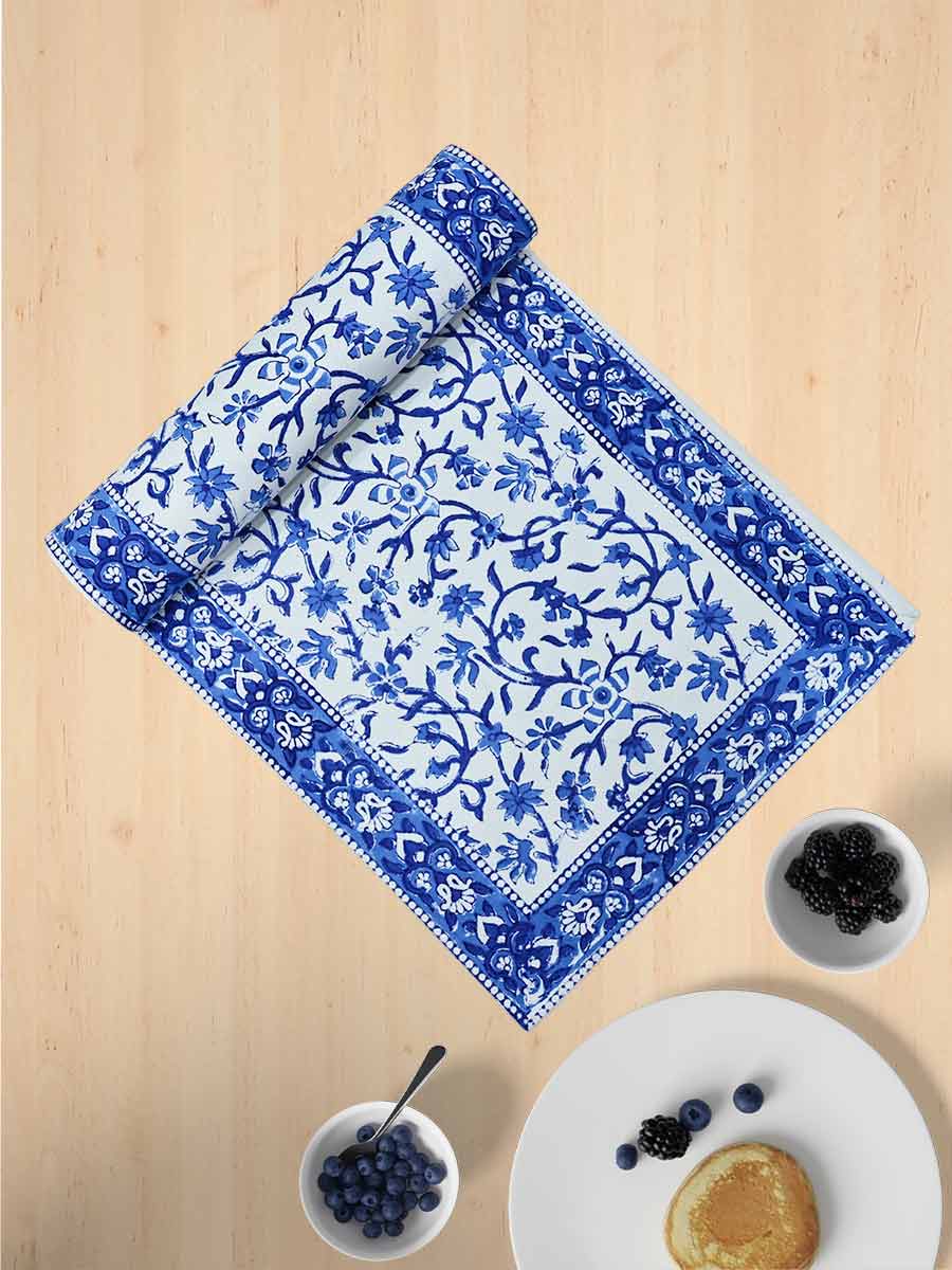 Blue Handblock Print Cotton Table Runners
