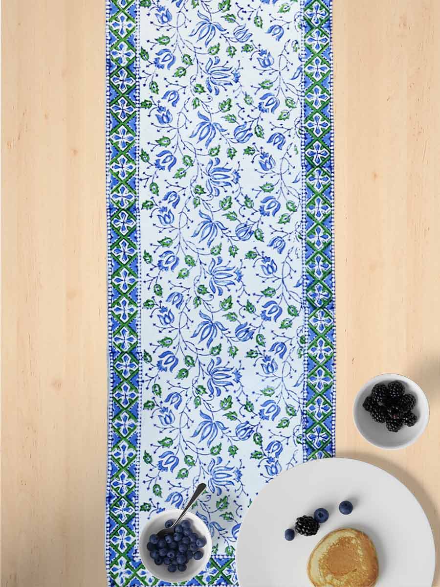Blue Handblock Print Cotton Table Runners