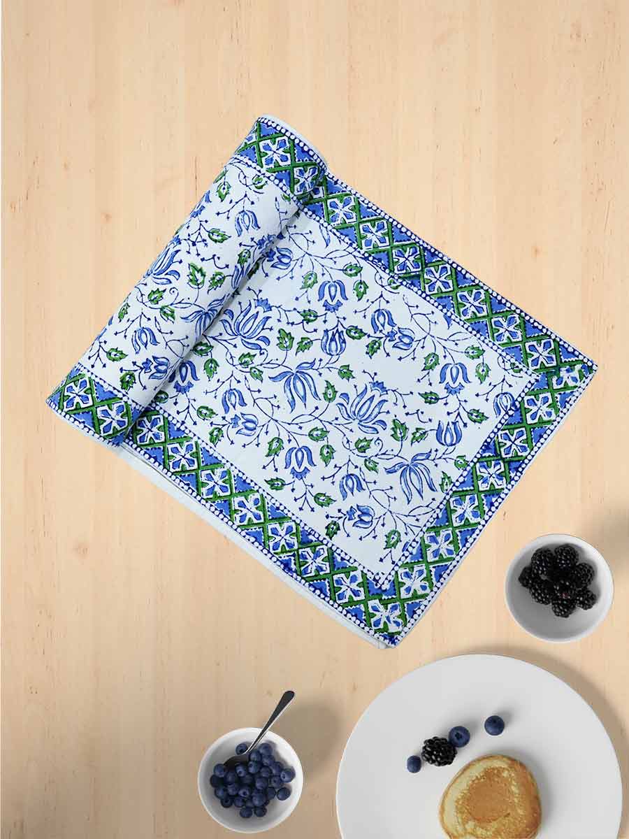 Blue Handblock Print Cotton Table Runners