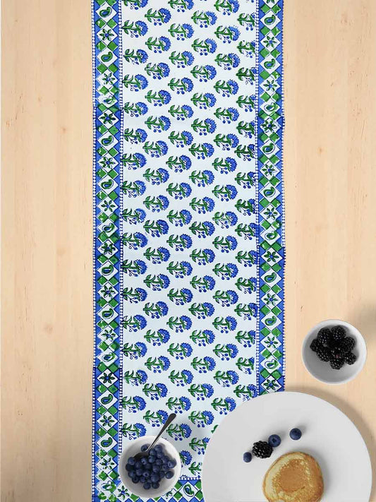 Blue Handblock Print Cotton Table Runners