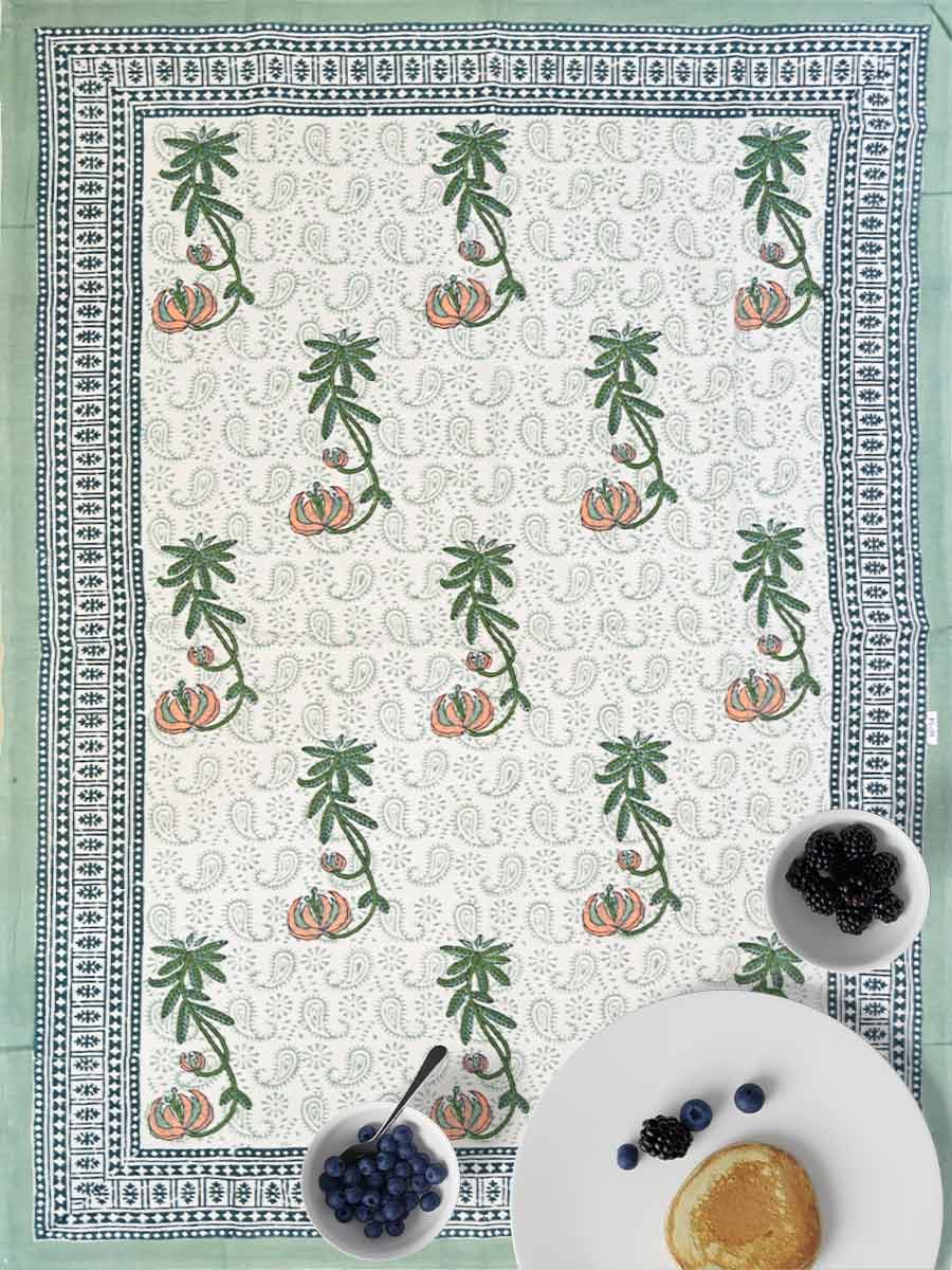 Green Handblock Print Table Covers